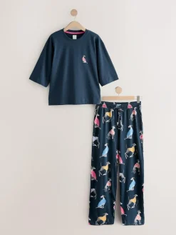 Online Next Navy Whippet Jersey Short Sleeve Pyjamas