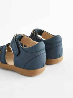 Discount Next Wide Fit (G) Baby Touch Fastening Leather First Walker Sandals Navy