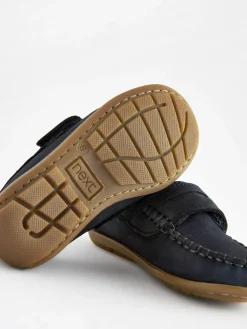 Next Wide Fit (G) Leather Penny Loafers with Touch and Close Fastening^ Shoes