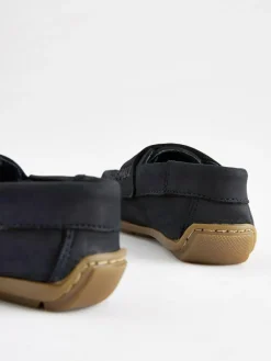 Next Wide Fit (G) Leather Penny Loafers with Touch and Close Fastening^ Shoes