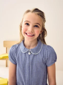 Sale Next Zip Front Cotton Rich Gingham School Playsuit (3-14yrs) Navy