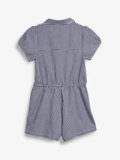 Sale Next Zip Front Cotton Rich Gingham School Playsuit (3-14yrs) Navy