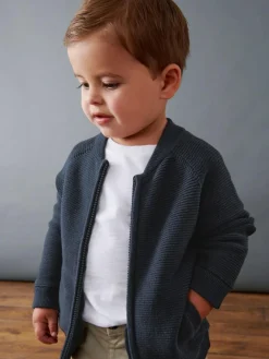 Next Navy Zip Through Cardigan (3mths-7yrs)^BOY Baby Winter Clothing|Cosy Club