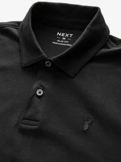 Discount Next Navy/Black/Grey/White/Sage Green Slim Fit Short Sleeve Jersey Polo Shirts 5 Pack