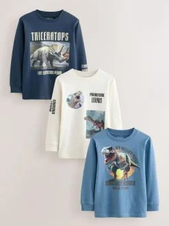 Next Graphic Long Sleeve T-Shirts 3 Pack (3-16yrs)^BOY Tops|T-Shirts