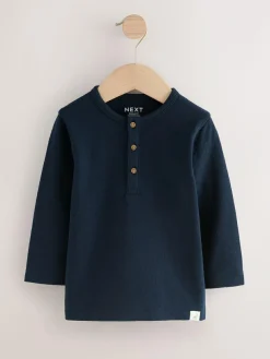 Next Navy/Blue/Stone Long Sleeve Henley T-Shirts 3 Pack (3mths-7yrs)^BOY Tops|Multipacks