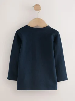 Next Navy/Blue/Stone Long Sleeve Henley T-Shirts 3 Pack (3mths-7yrs)^BOY Tops|Multipacks