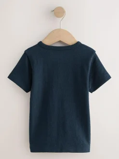 Best Next Navy/Blue/Stone Short Sleeve Henley Neck T-Shirts 3 Pack (3mths-7yrs)