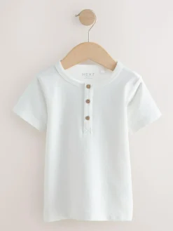 Best Next Navy/Blue/Stone Short Sleeve Henley Neck T-Shirts 3 Pack (3mths-7yrs)