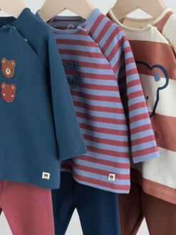 Next Navy/Brown Bear Tops and Leggings 6 Piece Baby Set (0mths-3yrs)^BOY Cosy Club|Baby Winter Clothing