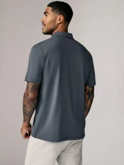 Next Navy/Brown/Grey/White/Sage Green Regular Fit Short Sleeve Jersey Polo Shirts 5 Pack^ Tops & T-Shirts