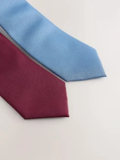 Hot Next Textured Ties 2 Pack Navy/Burgundy Red