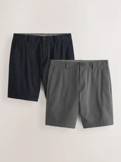 Discount Next Straight Fit Stretch Chino Shorts 2 Pack Navy/Charcoal
