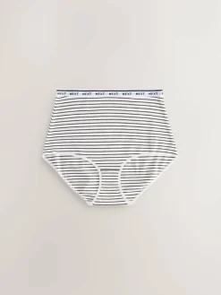 Next Full Brief Cotton Logo Knickers 7 Pack Navy/Chocolate Stripe