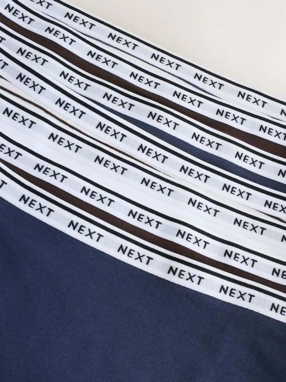 Next Full Brief Cotton Logo Knickers 7 Pack Navy/Chocolate Stripe