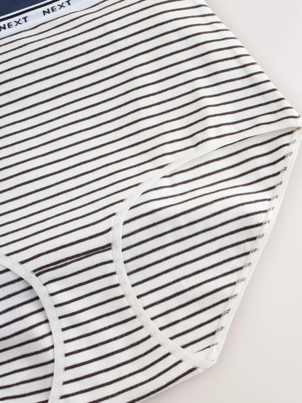 Next Full Brief Cotton Logo Knickers 7 Pack Navy/Chocolate Stripe