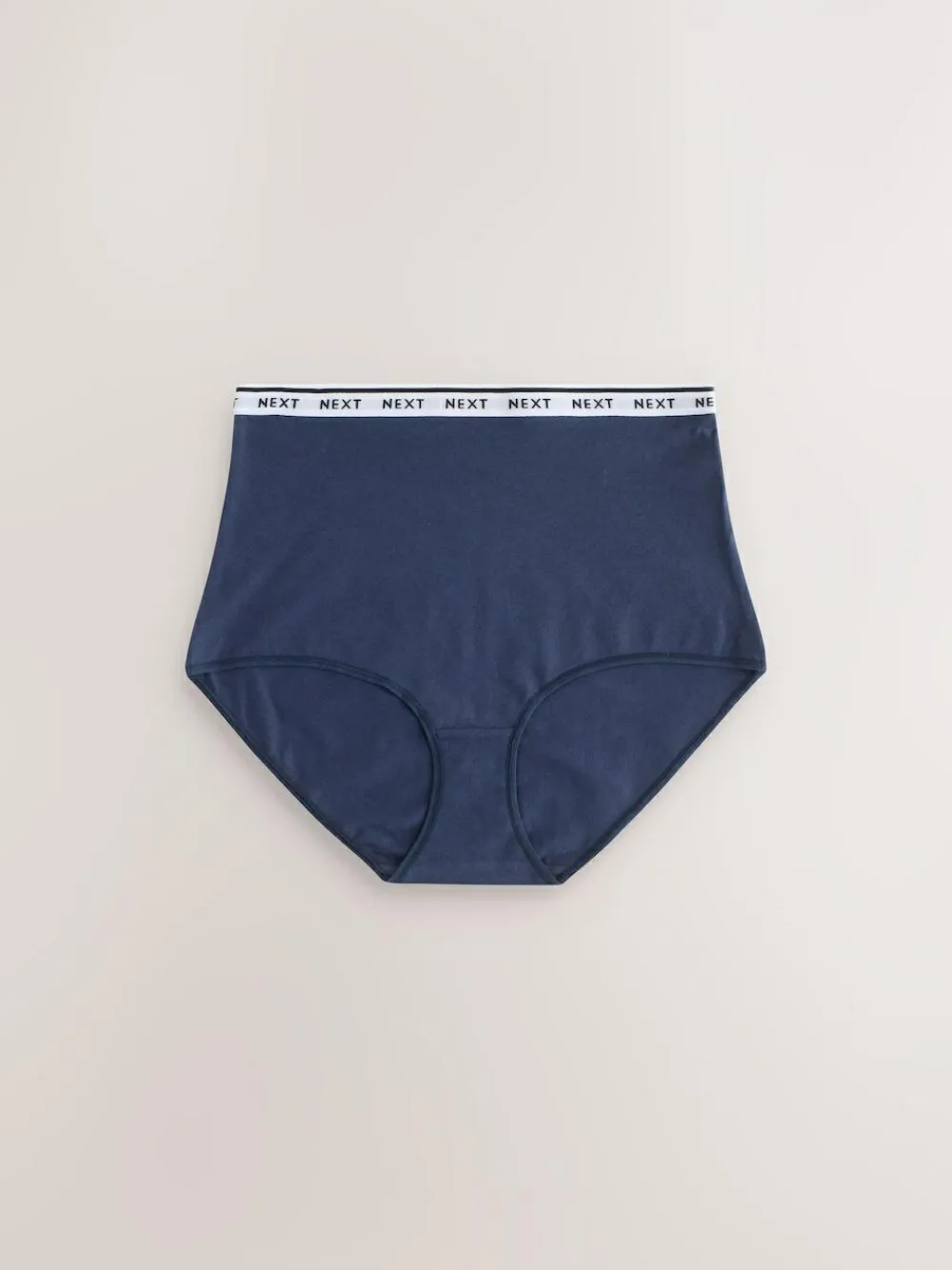 Next Full Brief Cotton Logo Knickers 7 Pack Navy/Chocolate Stripe