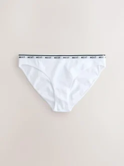 Sale Next High Leg Cotton Logo Knickers 7 Pack Navy/Chocolate Stripe