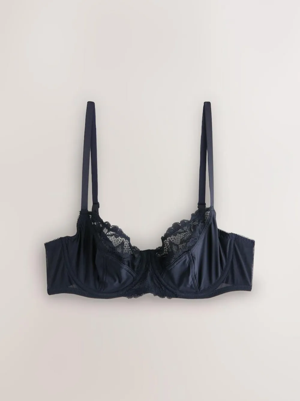 Online Next 2 Pack Non Pad Full Cup Bras Navy/Cream Floral