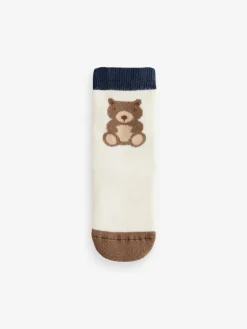 Next Navy/Ecru Bear Cosy Terry Cotton Rich Socks 5 Pack^BOY Socks & Tights|Socks & Tights