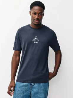 Hot Next Navy/Ecru White/Teal Regular Fit Graphic Print T-Shirts 3 Pack