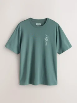 Hot Next Navy/Ecru White/Teal Regular Fit Graphic Print T-Shirts 3 Pack