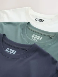 Hot Next Navy/Ecru White/Teal Regular Fit Graphic Print T-Shirts 3 Pack