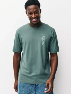 Hot Next Navy/Ecru White/Teal Regular Fit Graphic Print T-Shirts 3 Pack