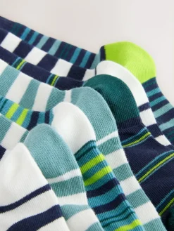 Next Navy/Green Stripes Cotton Rich Socks 7 Pack^BOY Socks