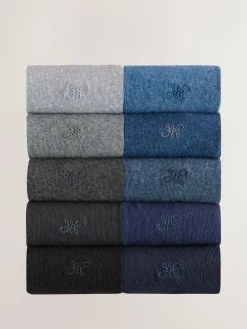 Next Navy/Grey Marl Embroidered Lasting Fresh Socks 10 Pack^ Nightwear|Socks