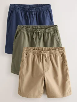 Online Next 3 Pack Shorts (3-16yrs) Navy/Khaki