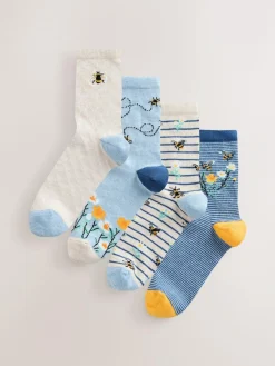 Clearance Next Ankle Socks 4 Pack Navy/Ochre Bee
