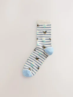 Clearance Next Ankle Socks 4 Pack Navy/Ochre Bee