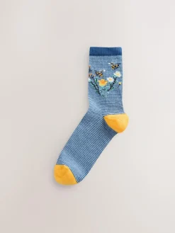 Clearance Next Ankle Socks 4 Pack Navy/Ochre Bee