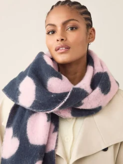 Next Navy/Pink Heart Print Heavyweight Blanket Scarf