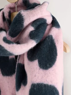 Next Navy/Pink Heart Print Heavyweight Blanket Scarf