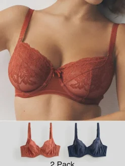 Next Non Pad Balcony DD+ Lace Bras 2 Pack^Women Dd+ Range|Bras