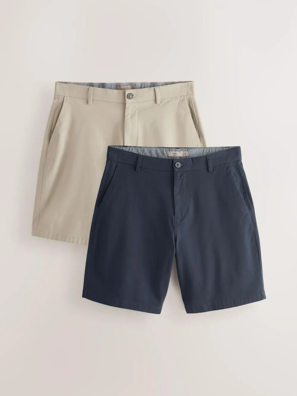 Clearance Next Loose Fit Stretch Chino Shorts 2 Pack Navy/Stone