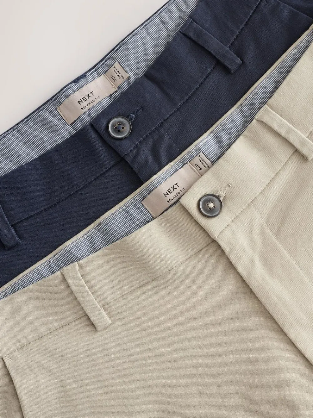 Clearance Next Loose Fit Stretch Chino Shorts 2 Pack Navy/Stone