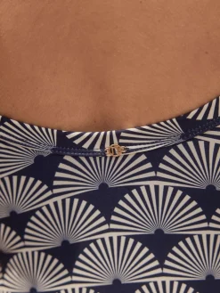 Online Next Navy/White Fan Print Shaping Tummy Control Swimsuit