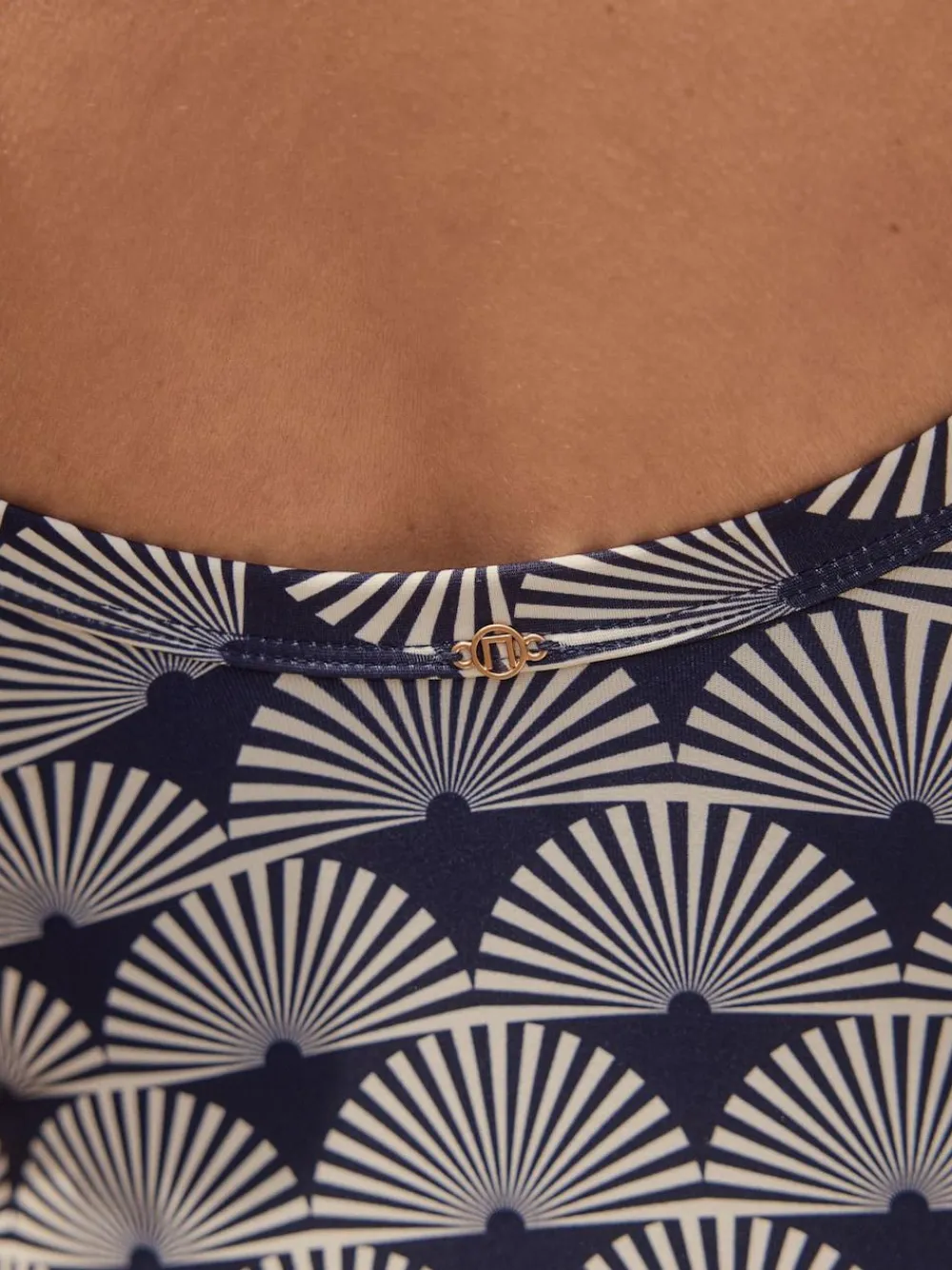 Online Next Navy/White Fan Print Shaping Tummy Control Swimsuit