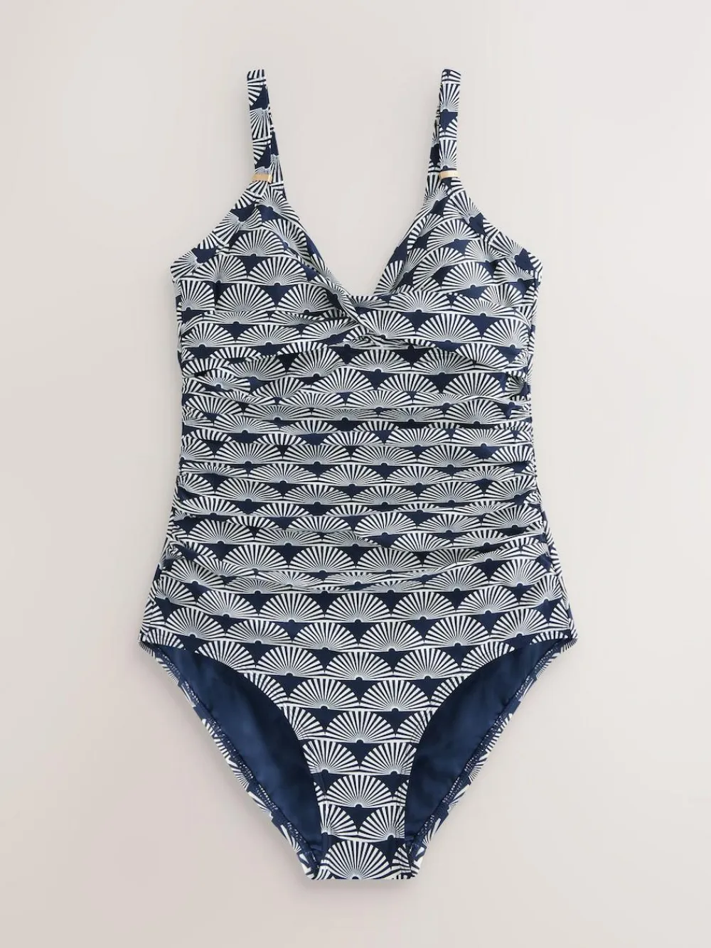 Online Next Navy/White Fan Print Shaping Tummy Control Swimsuit