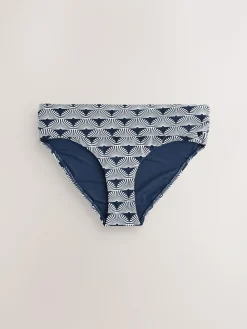 Next Navy/White Fan Roll Top Bikini Bottoms^Women Swimwear