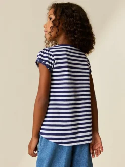 New Next Daisy Pocket T-Shirt (1.5-16yrs) Navy/White Stripe