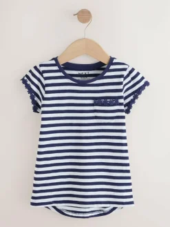 New Next Daisy Pocket T-Shirt (1.5-16yrs) Navy/White Stripe