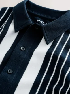 Clearance Next Navy/White Vertical Stripe Short Sleeve Jersey Shirt (3-16yrs)