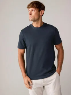 Next Navy/White/Stone Regular Fit Heavyweight T-Shirts 3 Pack^ Nightwear|Tops & T-Shirts