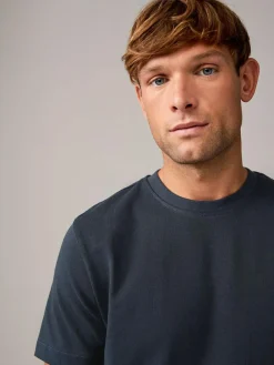 Next Navy/White/Stone Regular Fit Heavyweight T-Shirts 3 Pack^ Nightwear|Tops & T-Shirts