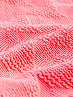 Next Neon Coral Pink Textured Scoop Neck Tummy Control Swimsuit^Women Swimwear