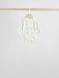 Next Neutral 100% Cotton Long Sleeve Baby Bodysuits 5 Pack^BOY Baby Girls|Baby Boys